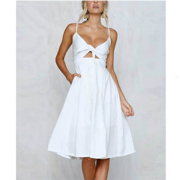 SOLD NEW UO Summer Tie Front Midi Button Sundress - Picture 2 of 7